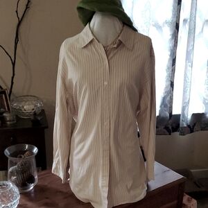 Innivatuion Sport II Striped Cream Button-Up Shirt 16W